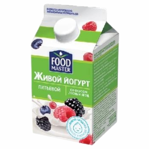 Йогурт питьевой FOOD MASTER Лесные ягоды 2% 450 г т/п КАЗАХСТАН