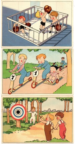 Набор открыток 3 шт. Иностранные. Детские игры 1952 г. Подписаны XF