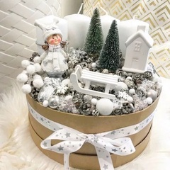 Елка миниатюрная на спиле, декор новогодний, рождественский, высота 12 см, набор 3 штуки