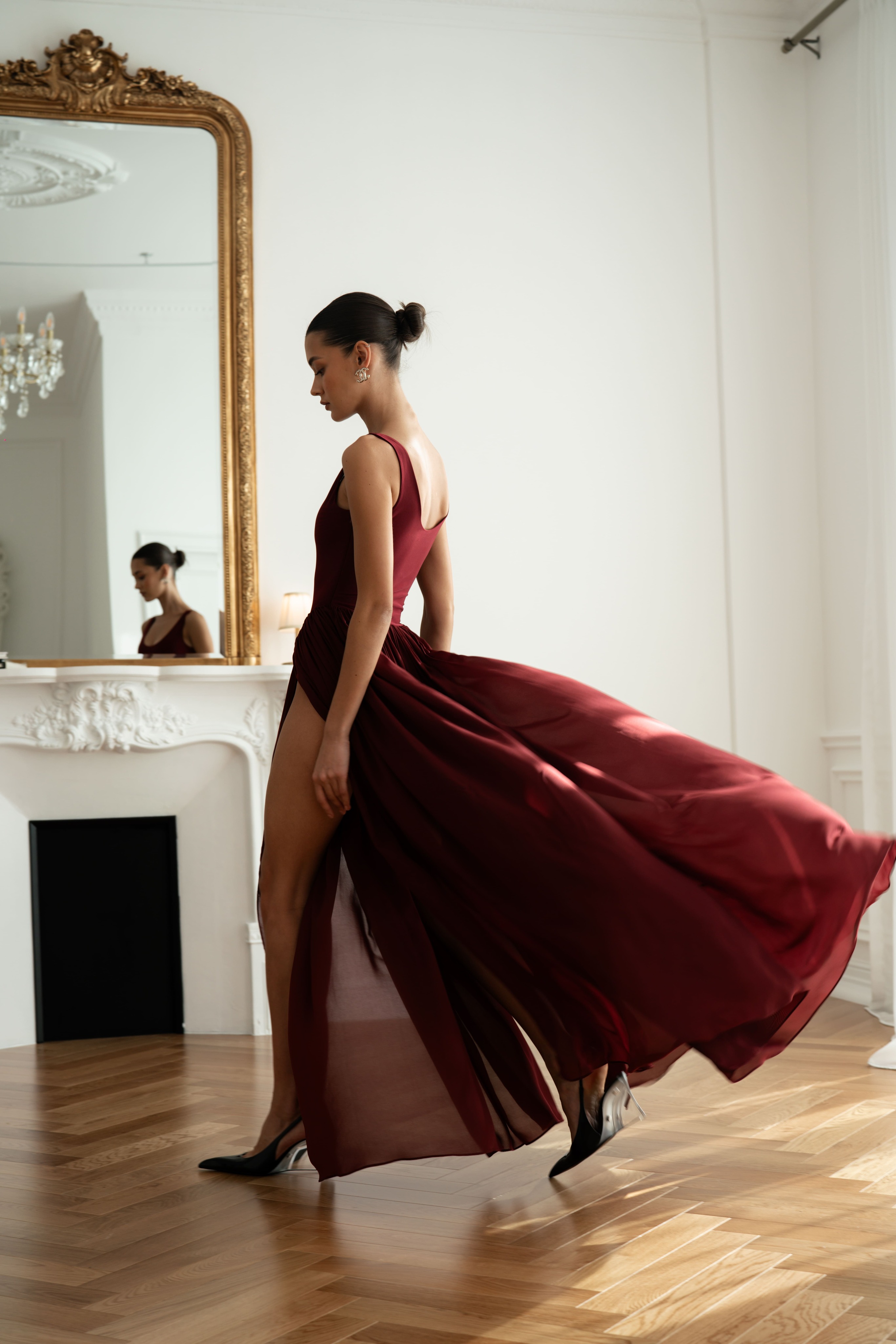 Платье боди бордовое