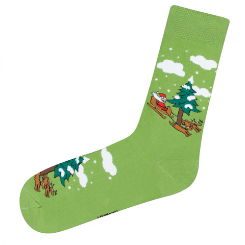 Носки с Сантой светло-зеленый