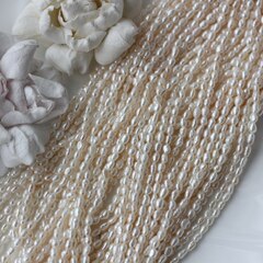 Жемчуг натуральный речной, рис, 3,5-4,2 мм, 1 нить, Ж018