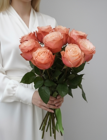 Букет пионовидных роз Коралловое настроение