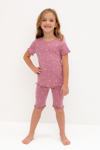 пижама  для девочки  К 1632/пепельная роза,мини листики
