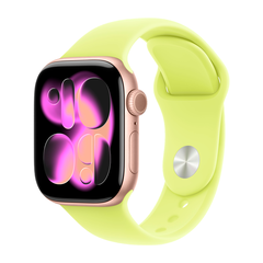 Умные часы Apple Watch Series 11 GPS, 42mm, Rose Gold Aluminium Case with Neon Yellow Sport Band, S/M