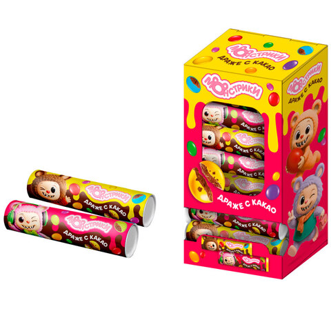 КОНФИТРЕЙД МОНСТРИКИ какао-драже в тубе 1кор*12бл*24шт, 24гр