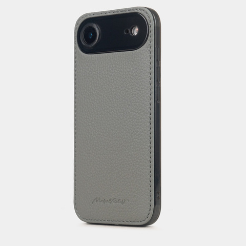 Чехол-накладка для iPhone 17 Air из кожи теленка, стального цвета