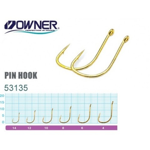 53135 № 8 Крючки OWNER Pin Hook-Gold/ продажа от 5 уп.