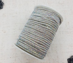 Шнур декоративный со стразами, d 4 мм, серебро AB