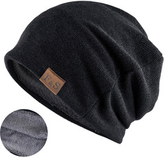 Шапка длинная с подкладкой из флиса Skully Loose Knitted Fleece Hat black