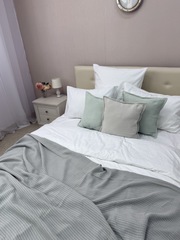 Плед-покрывало "Косичка", хлопок, Турция, светло-серый