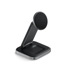 Беспроводная зарядка Satechi Qi2 3-в-1 Foldable Wireless Charging Stand складная с адаптером, серый космос
