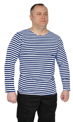 Тельняшка 2-х нитка синяя полоса с начесом