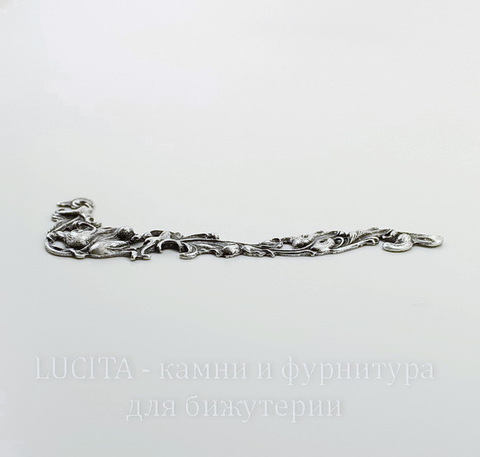 Винтажный декоративный элемент - Пара штампов "Листья" 77х33 мм (оксид серебра)