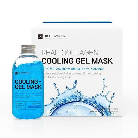 DR.DRAWING Cooling Gel Mask Охлаждающая гелевая маска для лица с коллагеном, гель 200 мл и порошок 1 г х 10 шт (09.02.2026)