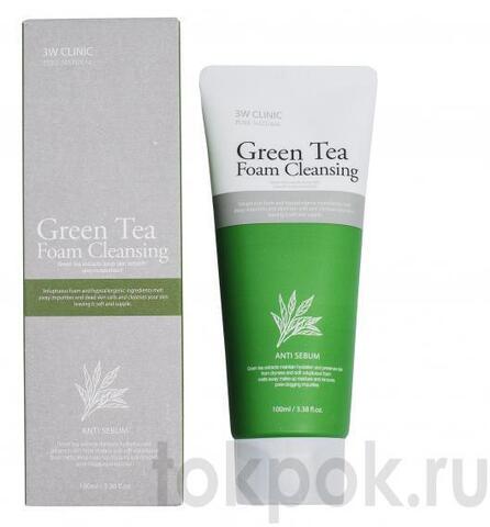 Пенка для умывания Зеленый чай 3W Clinic Green Tea Foam Cleansing, 100 мл