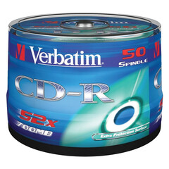 Диск CD-R, 52x, Verbatim Extra Protection, Cake/50, 43351