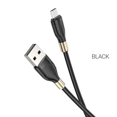 USB - micro USB HOCO U92 Gold , 1.2м, круглый, 2.4A, нейлон, индикатор зарядки, цвет: чёрный