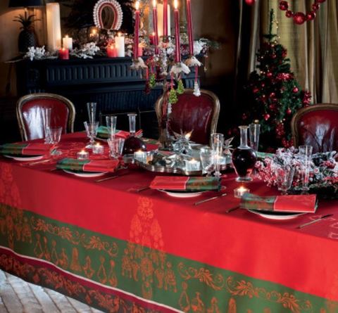 Скатерть 175x365 Garnier-Thiebaut Noel Baroque Rouge