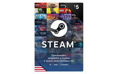 Карта оплаты Steam 5 USD USA [Цифровая версия] (для ПК, цифровой код доступа)
