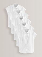 Рубашка школьная с коротким рукавом для девочки Next 452-071, 5 шт., Белый