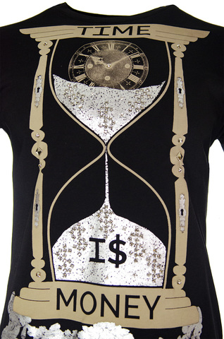 The Saints Sinphony | Футболка мужская TIME IS MONEY TAN TS2904 принт спереди и стразы