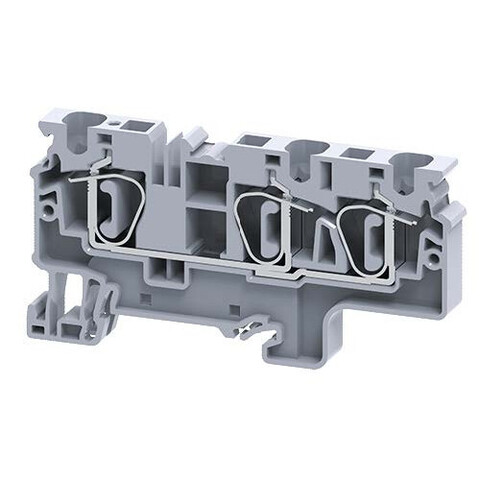 Трехрядная клемма серии CX с пружинными зажимами проводника до 6 мм.кв. 41A/1000V