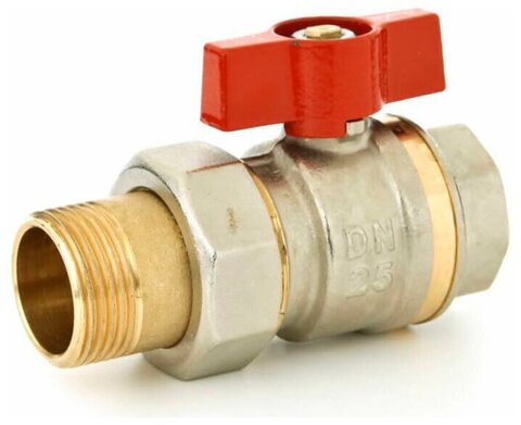 Danfoss 065B8205 BVR-F Шаровой латунный кран полнопроходной ВР-НР ручка-бабочка Ду 25 Kvs 39