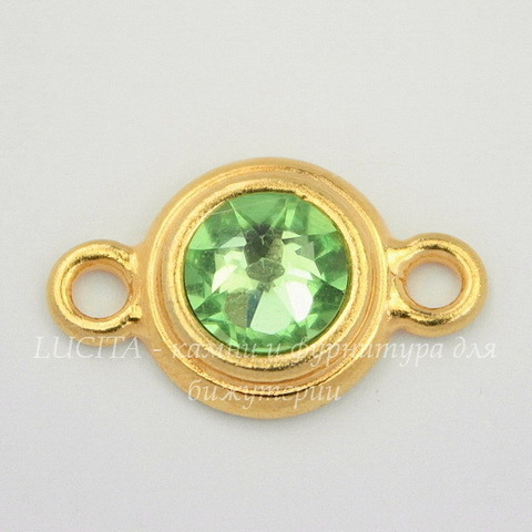 Коннектор TierraCast со стразом "Peridot" (1-1) 19х12 мм (цвет-золото)