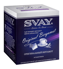 Чай Svay Original Bergamot (Оригинальный бергамот) черный крупнолистовой в саше (20 саше по 2 гр.)