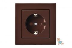 Розетка с Заземлением и Шторками без Винтовой Контакт Коричневая LIREGUS EPSILON