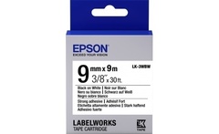 653007 Картридж EPSON с лентой LK3WBW (лента повышенной адгезии 9мм, Бел./Черн.)
