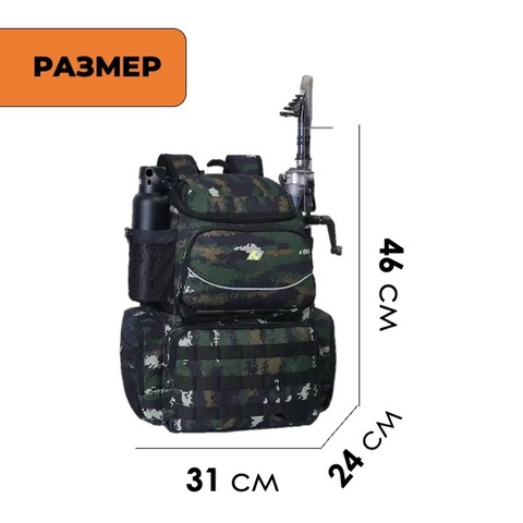 Картинка рюкзак рыболовный Nevo Rhino 9106-NW Camo black green - 2