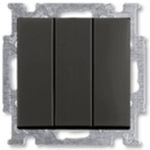 Выключатель трехклавишный. Цвет шато-черный. ABB Basic 55. 1012-0-2173