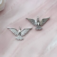 УЦЕНКА!!! Подвеска Птица с фианитами, 20*35 мм, родий, У103