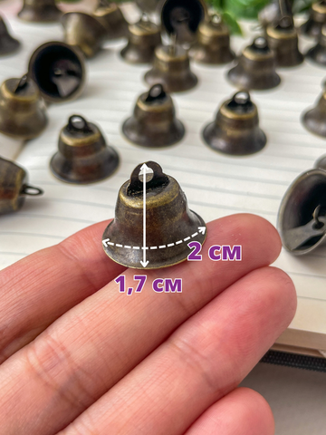 Колокольчик металлический, для декора и творчества, диаметр 2 см, цвет бронза, набор 25 шт.