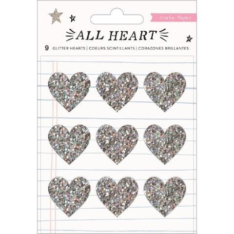 Украшения из глиттера -All Heart от Crate Paper -9шт