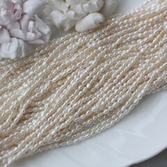 Жемчуг натуральный речной, рис, 3,5-4,2 мм, 1 нить, Ж018