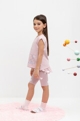 шорты  для девочки  КР 4036/розово-сиреневый,сердечки