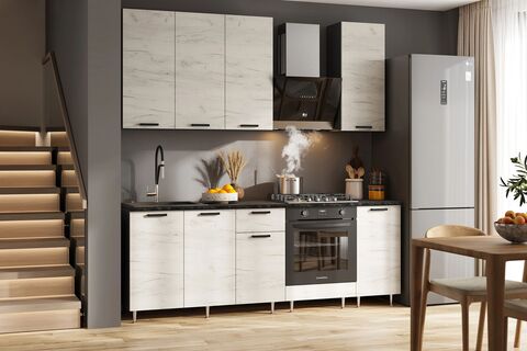 ЛДСП Кухня Рио NEW 2,2/900м (490) Компановка №2 (Дуб Крафт Белый, Графит (Кастилло темный))
