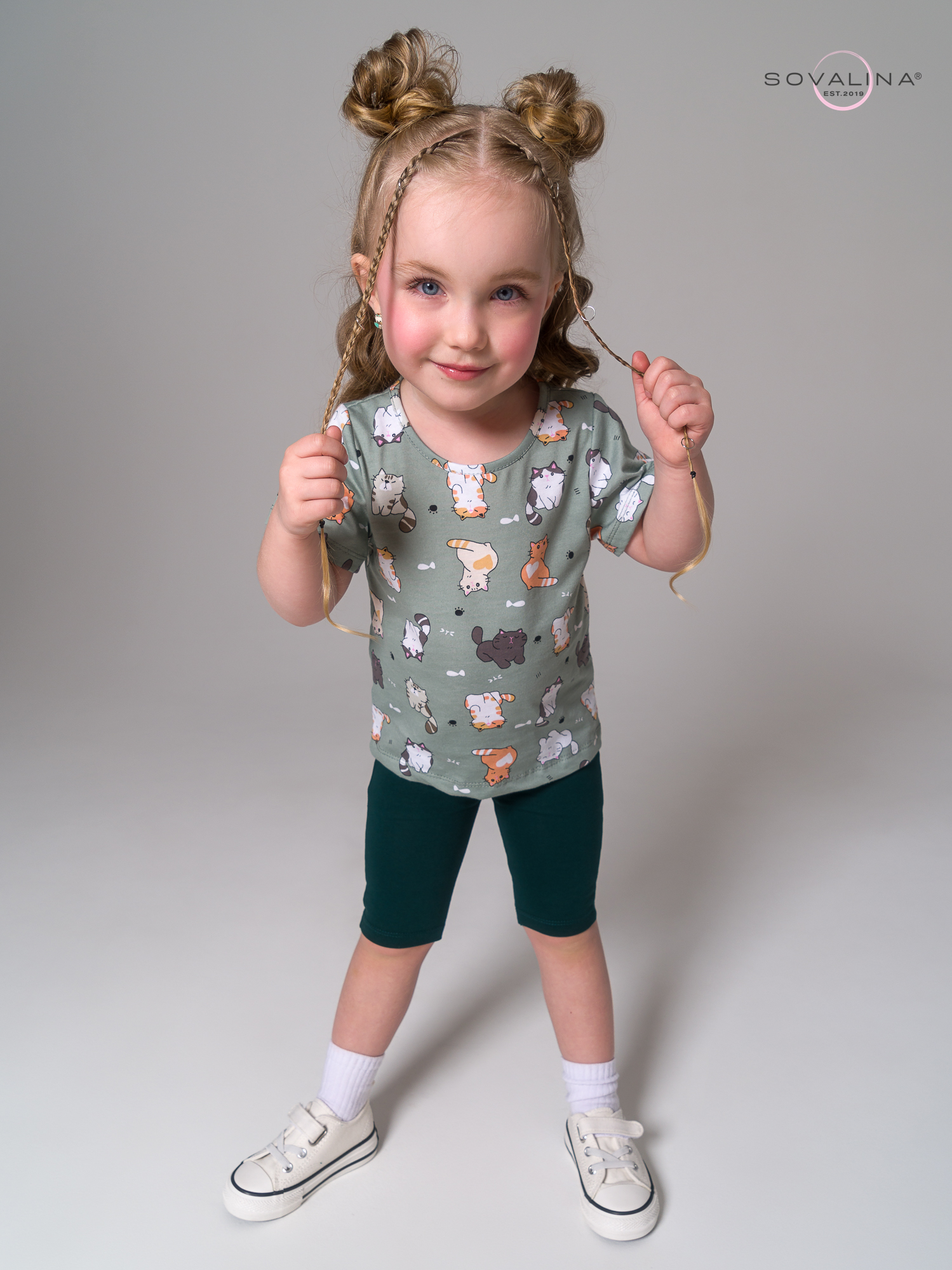 Костюм Актив котята хаки-изумруд