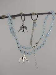 84132- Колье из голубых опалов с подвеской ласточка