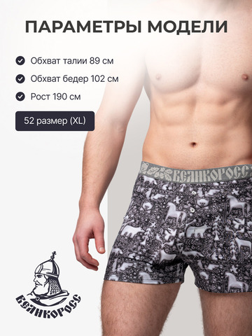 Комплект из 3-х семейных трусов - «Ночная тайга»