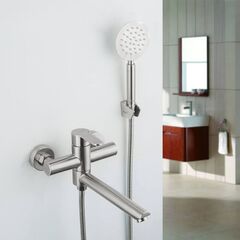 Смеситель для ванны, Frap, корот изл, с картриджем, нерж, F32801