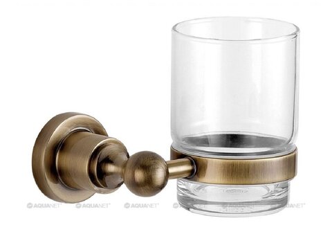 Aquanet 3884 3884 Стакан стекло с держателем Aquanet, латунь (189265)