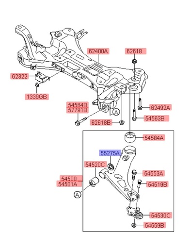 КОЛЬЦО УПОРНОЕ САЙЛЕНТБЛОКА РЫЧАГА ПЕРЕДНЕГО ix35 LM 10-13, SPORTAGE SL 10-13 HYUNDAI