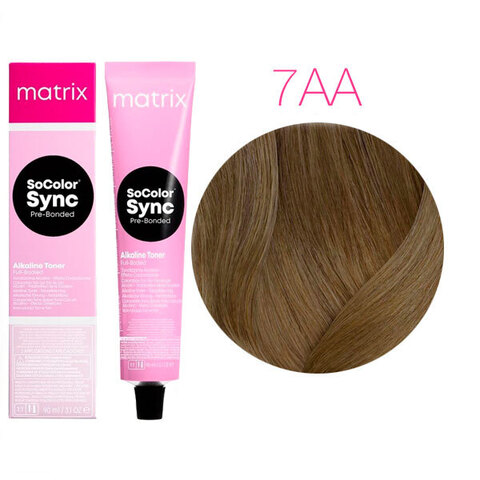 Matrix SoColor Sync Pre-Bonded 7AA блондин глубокий пепельный, тонирующая краска для волос без аммиака с бондером