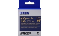 654002 Картридж EPSON с cатиновой лентой LK-4HKK (12мм,Тем.Син./Золото,5м)