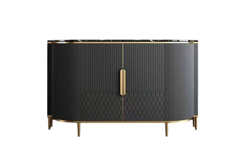 Комод округлый 90x55x150см Garda Decor черный с золотой фурнитурой