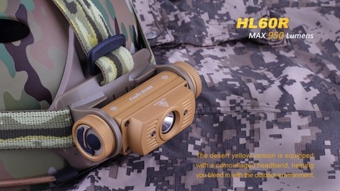 Фонарь светодиодный налобный Fenix HL60RDY Cree XM-L2 U2, 950 лм, аккумулятор*